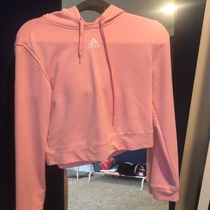 pink cropped adidas hoodie